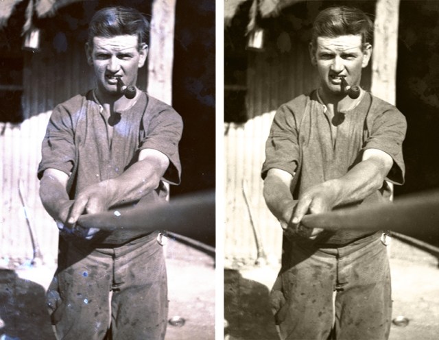 Image before and after restoration.